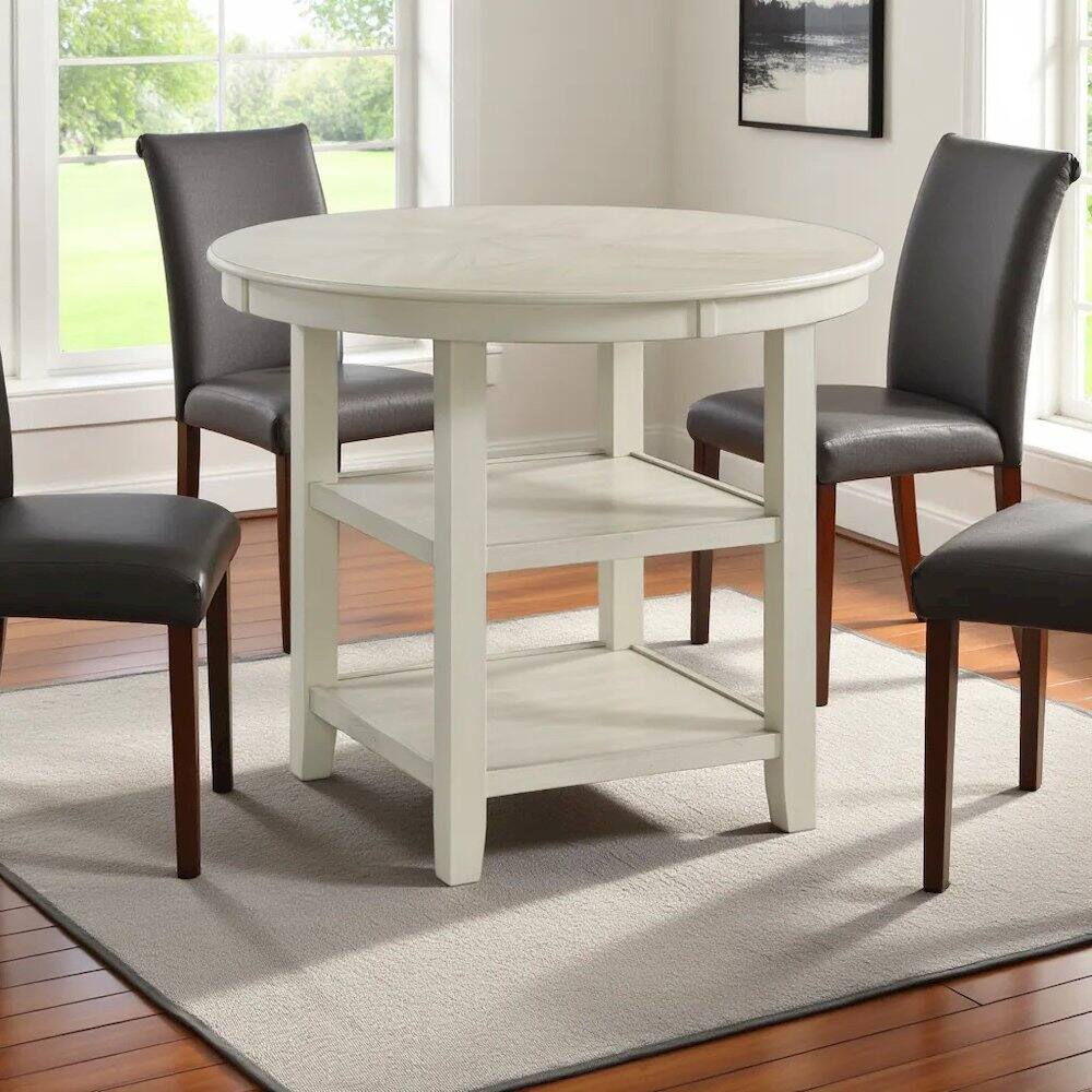Alt View 5. FurniFact - Elegant Counter Height Dining Table in Bisque Finish for Kitchen and Dining - Bisque.