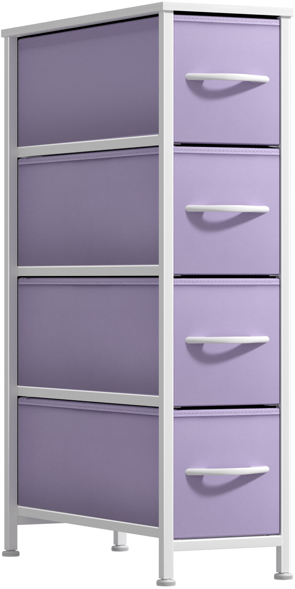 Sorbus - Narrow Dresser with 4 Drawers, Vertical Slim Storage Chest of Drawers with Steel Frame - Purple