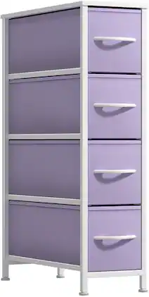 Sorbus - Narrow Dresser with 4 Drawers, Vertical Slim Storage Chest of Drawers with Steel Frame - Purple