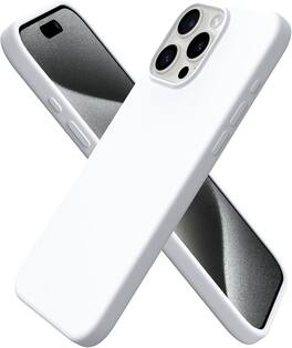 Ornarto - Compatible with iPhone 15 Pro Max Case 6.7", Slim Liquid Silicone Full Covered Protective Cover - White