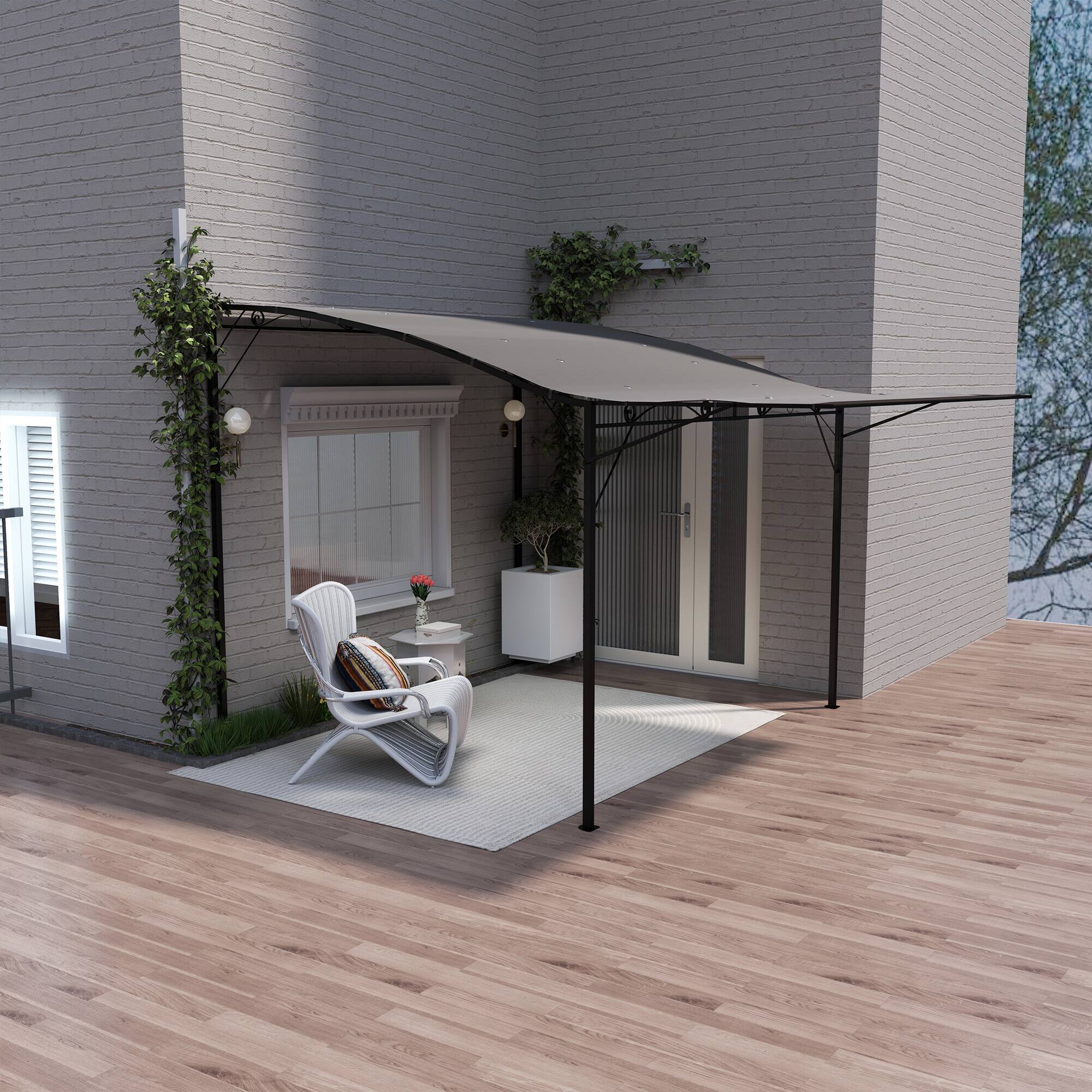 Alt View 1. Outsunny - x 8' Outdoor Pergola and Patio Gazebo for Garden, Camper, Deck - Brown.