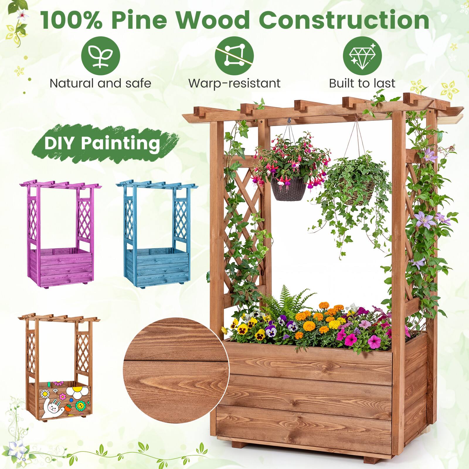 100% Pine Wood Construction

Natural and safe  
Warp-resistant  
Built to last  

DIY Painting