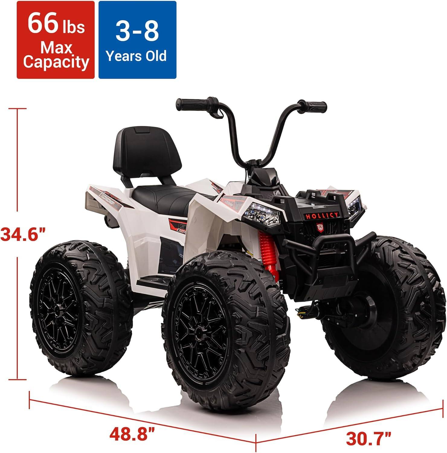 66 lbs Max Capacity  
3-8 Years Old  
34.6"  
48.8"  
30.7"