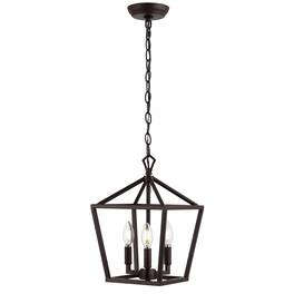 Jonathan Y - Ojai 10" 3-Light Iron Classic Modern Pagoda LED Pendant Lantern, Oil Rubbed Bronze - Oil-Rubbed Bronze