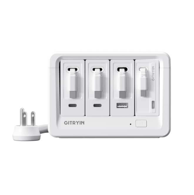 Gitryin - Desktop Charging Station, 8 AC Outlets, 4 PD Chargers, 2×40W USB-C, 1×40W CA, 1×65W USB-C - White