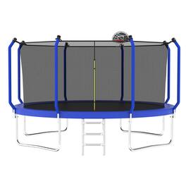 LOVMOR - 14 FT Trampoline with Basketball Hoop and Ladder Recreational Trampoline for Adults