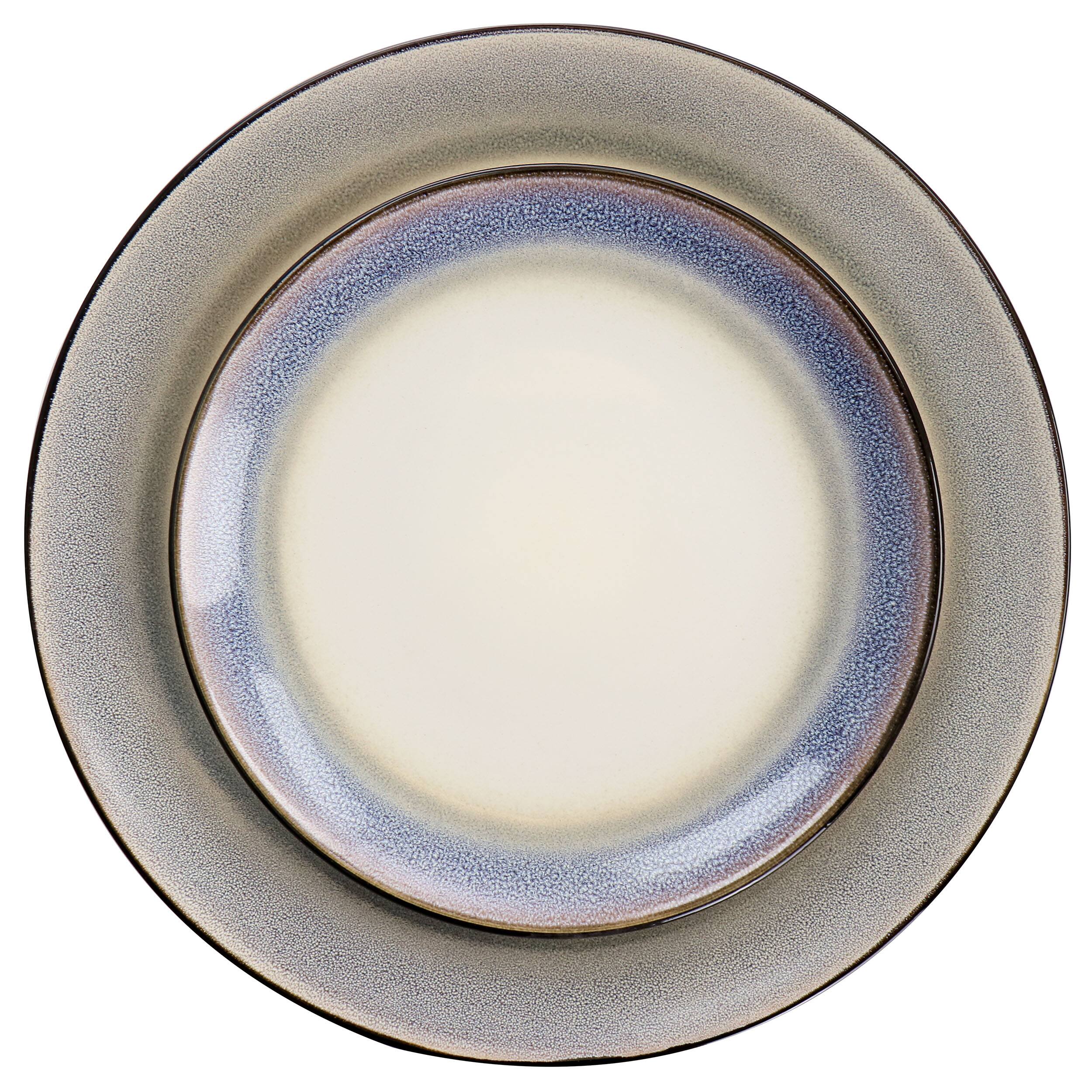Alt View 2. Gibson - Gibson Elite Rings of Saturn 16 Piece Reactive Glaze Stoneware Dinnerware Set in Grey - Gray.