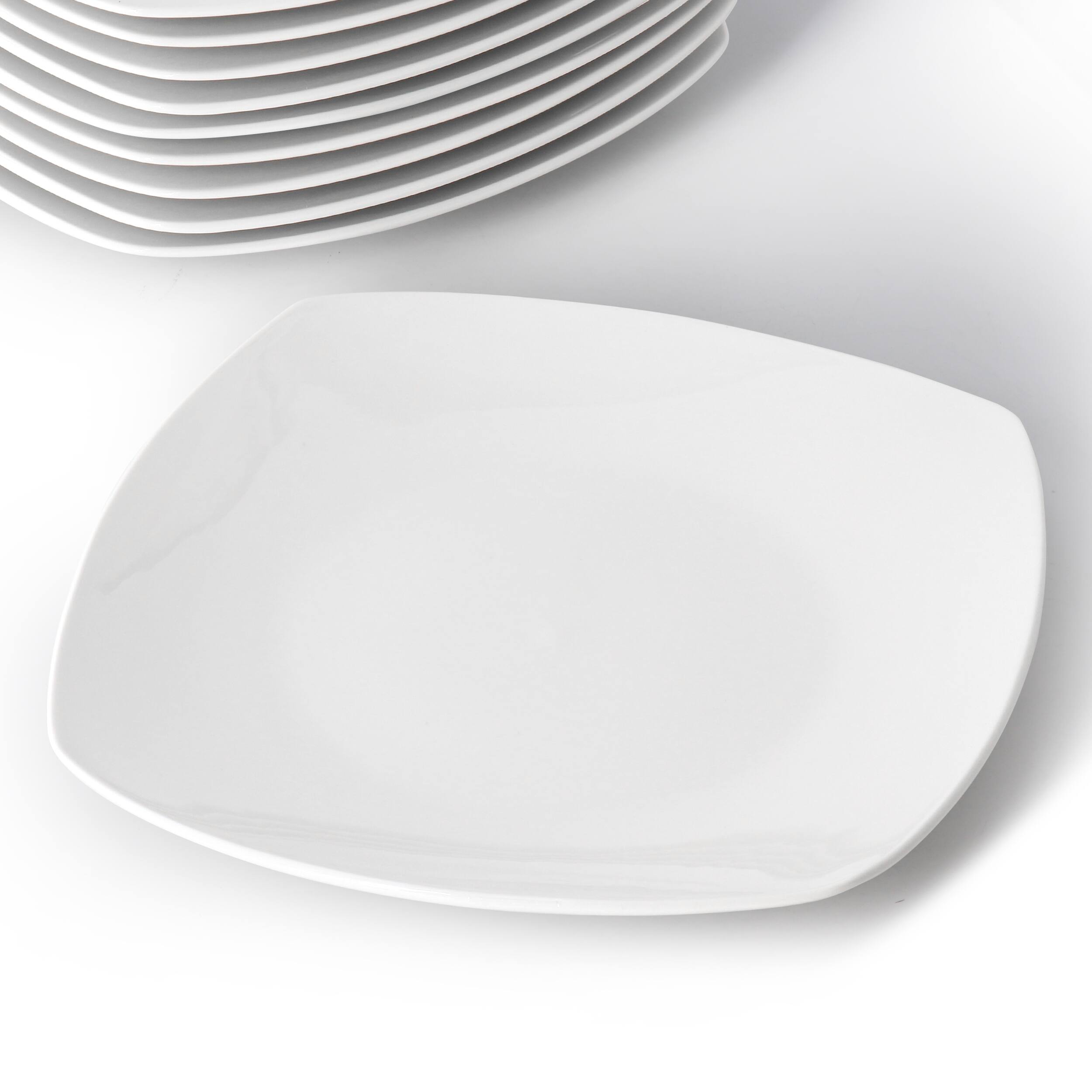 Alt View 1. Elama - Elama 12 Piece Square Porcelain Large Dinner Plates in White - White.