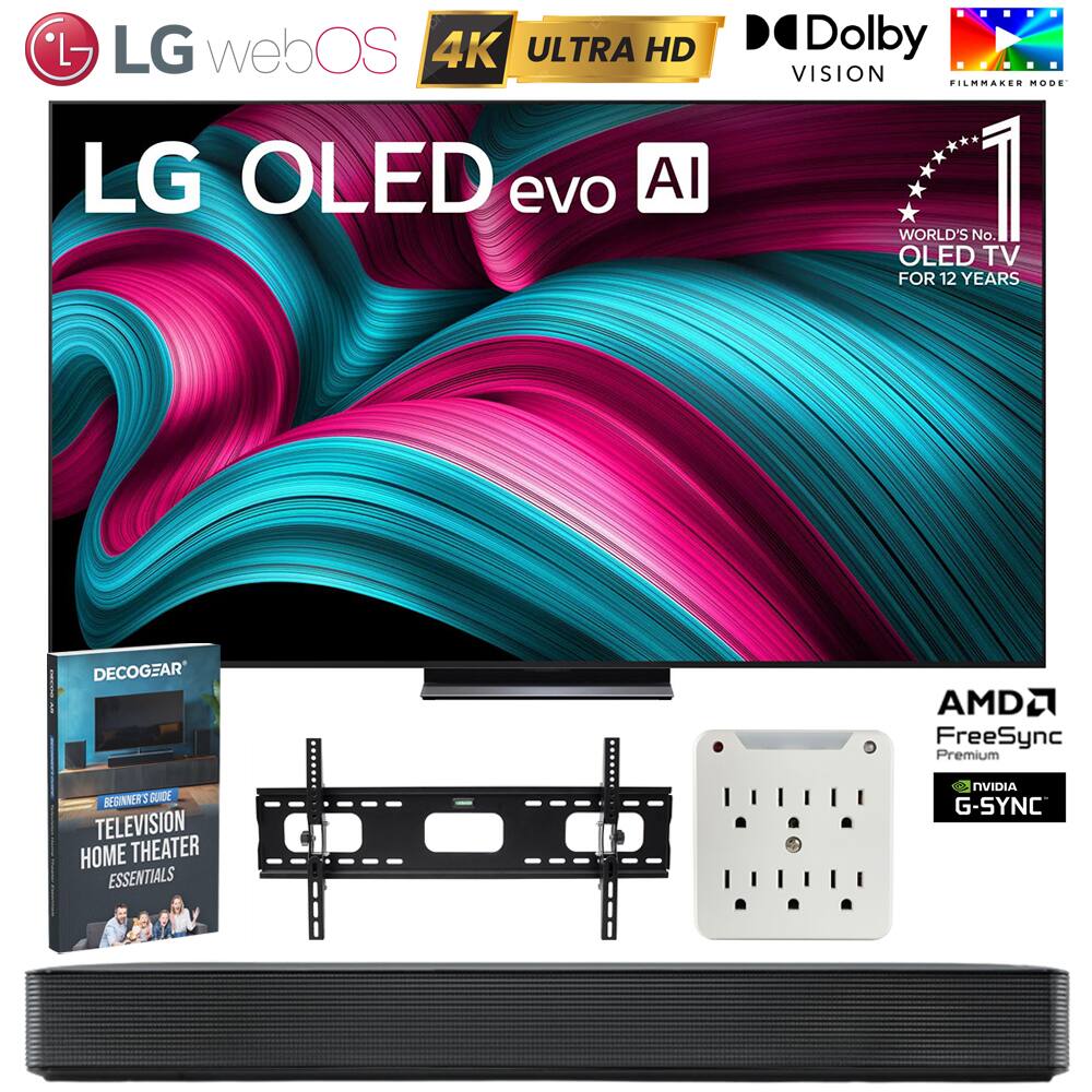 LG webOS  
4K ULTRA HD  
LG OLED evo AI  
Dolby VISION  
FILMMAKER MODE  
WORLD'S No. 1 OLED TV FOR 12 YEARS  
DECOGEAR  
BEGINNER'S GUIDE  
TELEVISION HOME THEATER ESSENTIALS  
AMD FreeSync Premium  
NVIDIA G-SYNC