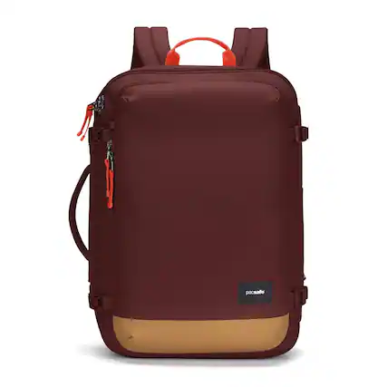 Front. Pacsafe - GO 34L Carry-on Backpack, Garnet Red - Garnet Red.
