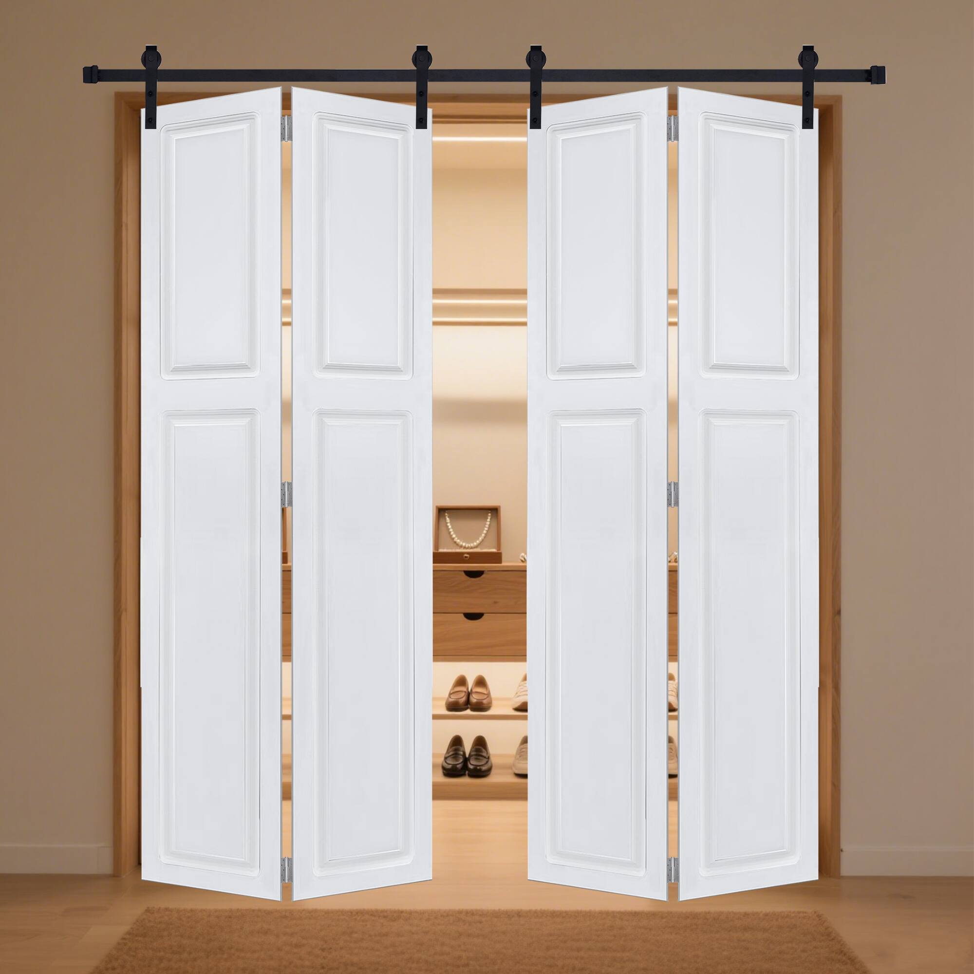 Alt View 2. Boyel Living - Milk White Modern 2-Panel Barn Sliding Door 36-in L x 0.75-in W x 84-in H with Hardware Kit - Milk White.