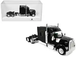 HO Logistics Replicas - Kenworth W990 with Stand Up Sleeper Cab Black 1/87 (HO) Scale Plastic Model Car by HO Logistics