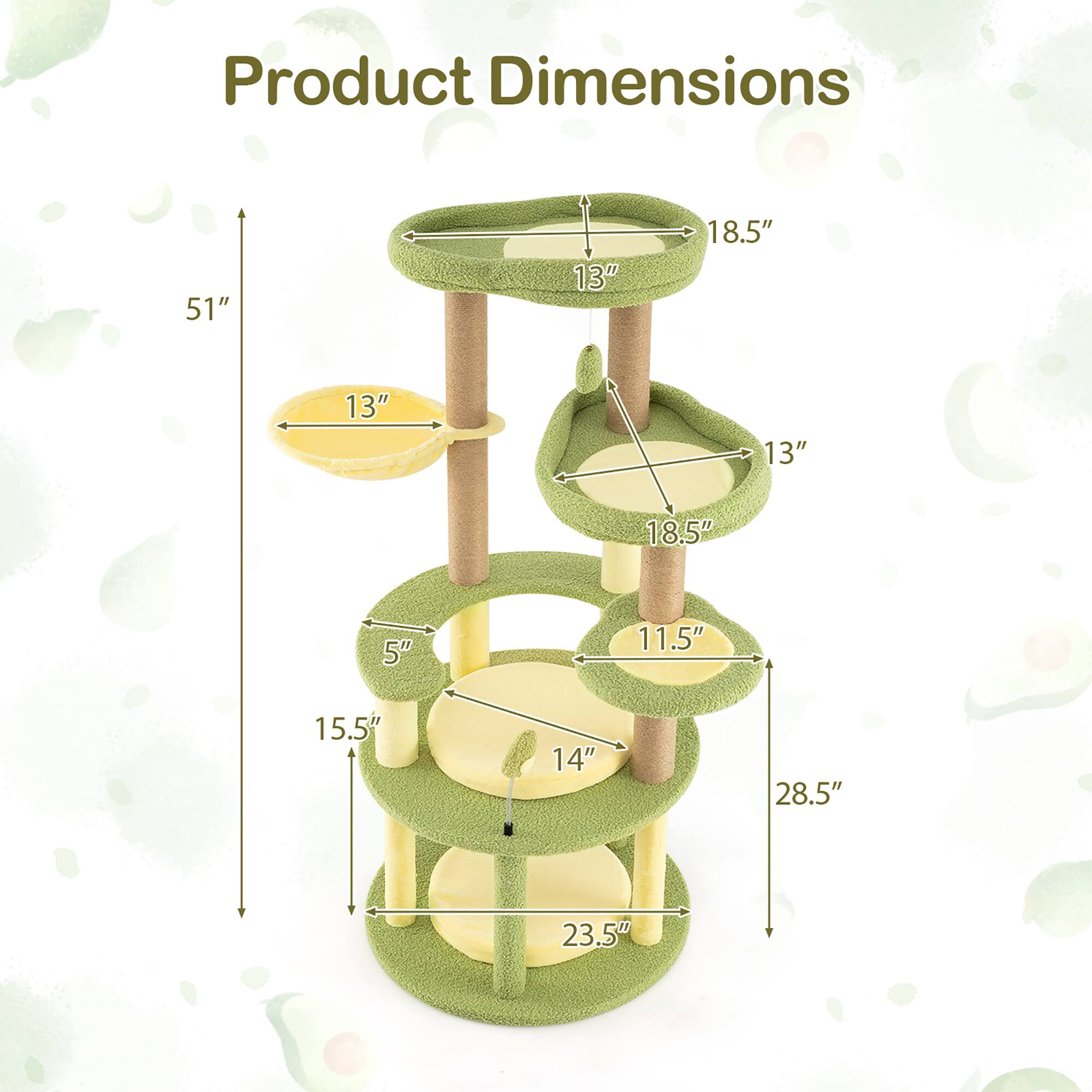 Product Dimensions:  
51" (Height)  
18.5" (Top Shelf Width)  
13" (Top Shelf Depth)  
18.5" (Middle Shelf Width)  
13" (Middle Shelf Depth)  
11.5" (Middle Shelf Height)  
14" (Bottom Shelf Width)  
23.5" (Bottom Shelf Depth)  
15.5" (Bottom Shelf Height)  
28.5" (Overall Width)