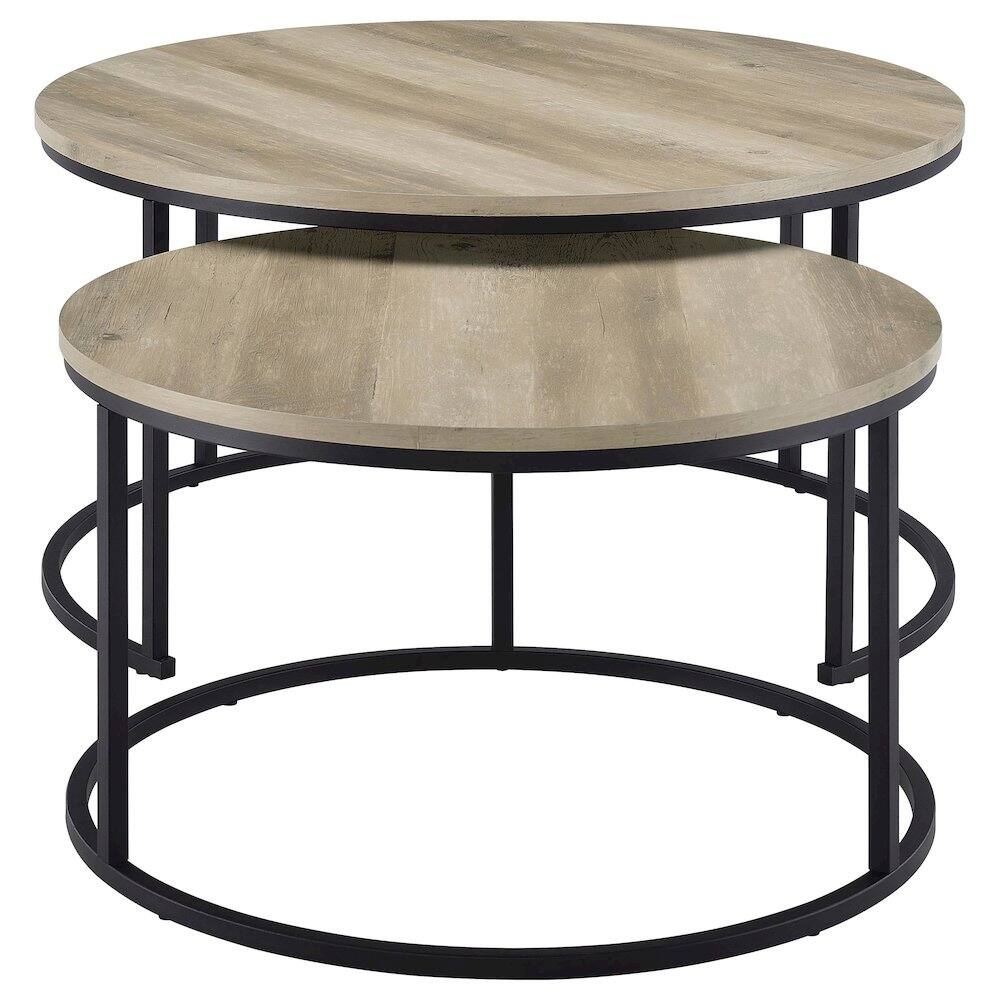 Left. Coaster Co. of America - Lainey 2-piece Round Nesting Coffee Table Distressed Pine - Distressed Pine.