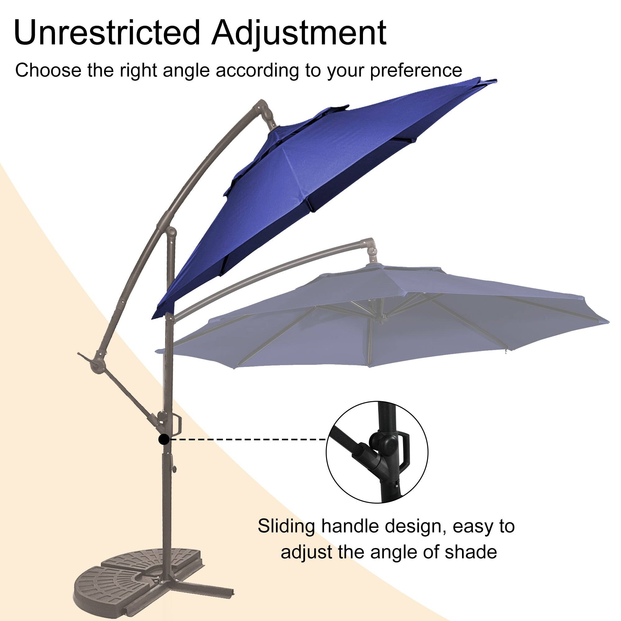 Unrestricted Adjustment  
Choose the right angle according to your preference  

Sliding handle design, easy to adjust the angle of shade