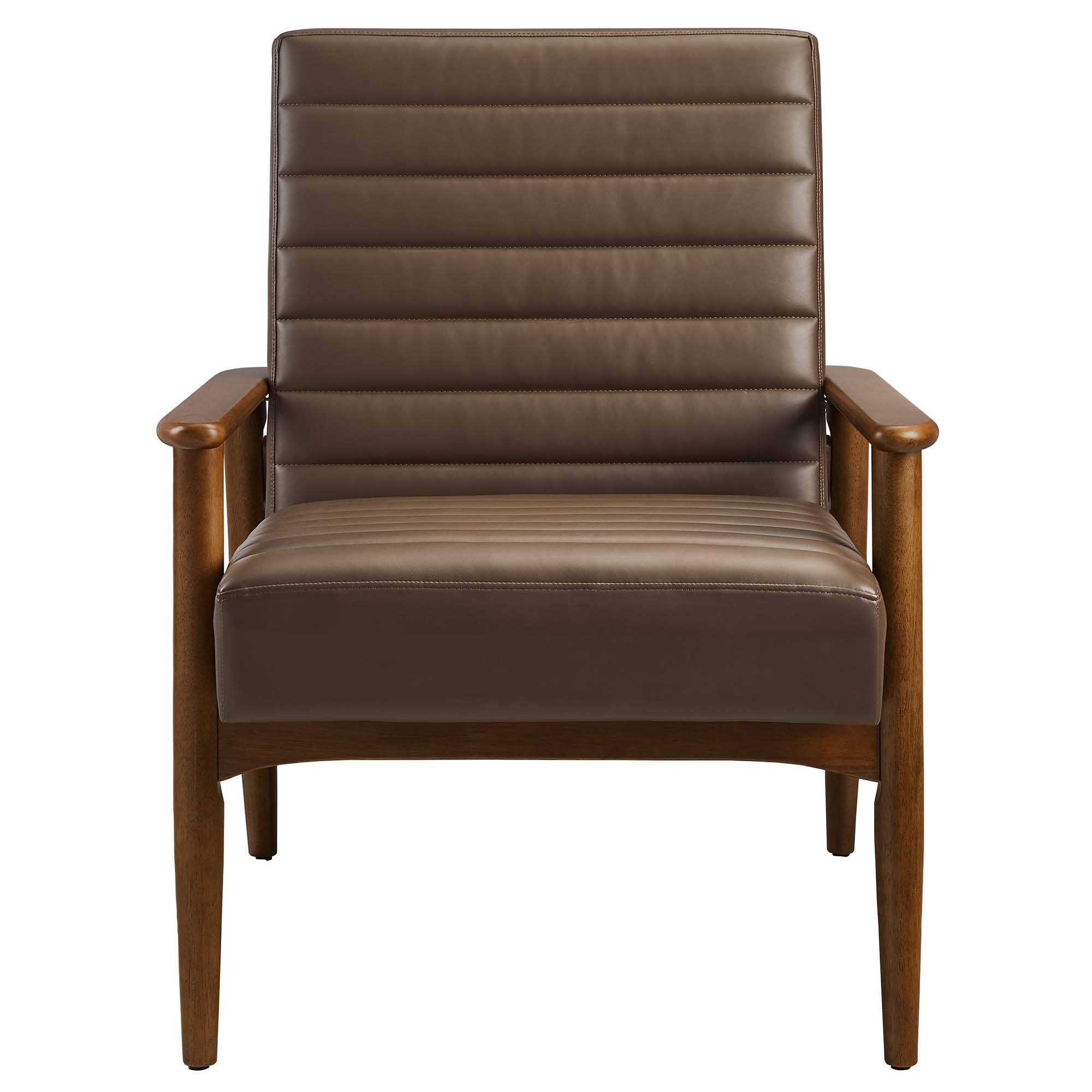 Alt View 4. Modway - Jensen Vegan Leather Accent Chair by Modway - Walnut Brown.
