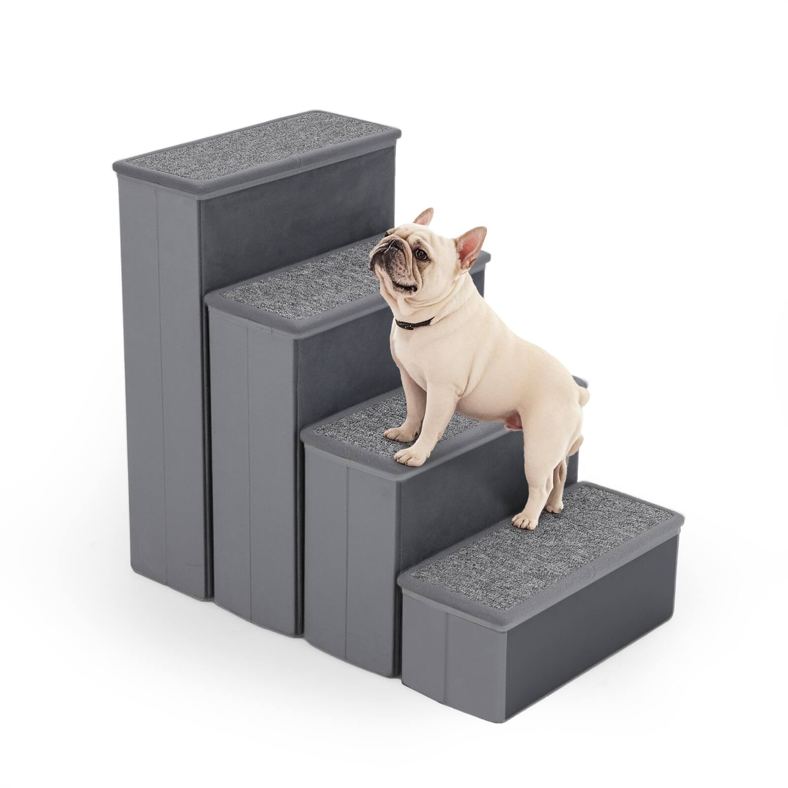 Gymax - 4-Step Dog Stairs w/Adjustable Steps for High Beds Sofas for Small & Medium Dogs - GYM17640