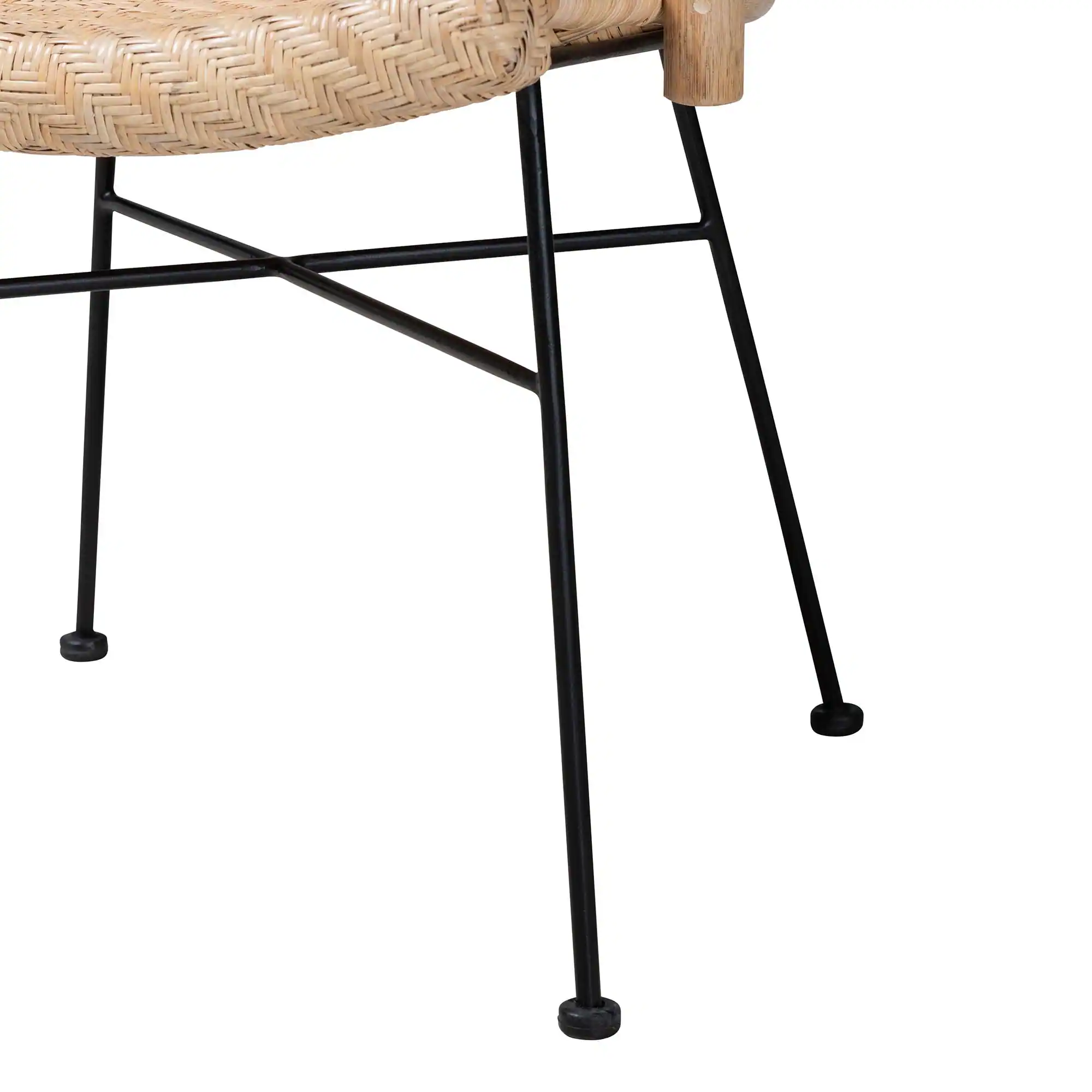 Alt View 2. bali & pari - Lisa Modern Bohemian Rattan and Metal Dining Chair - Natural Brown/Black.