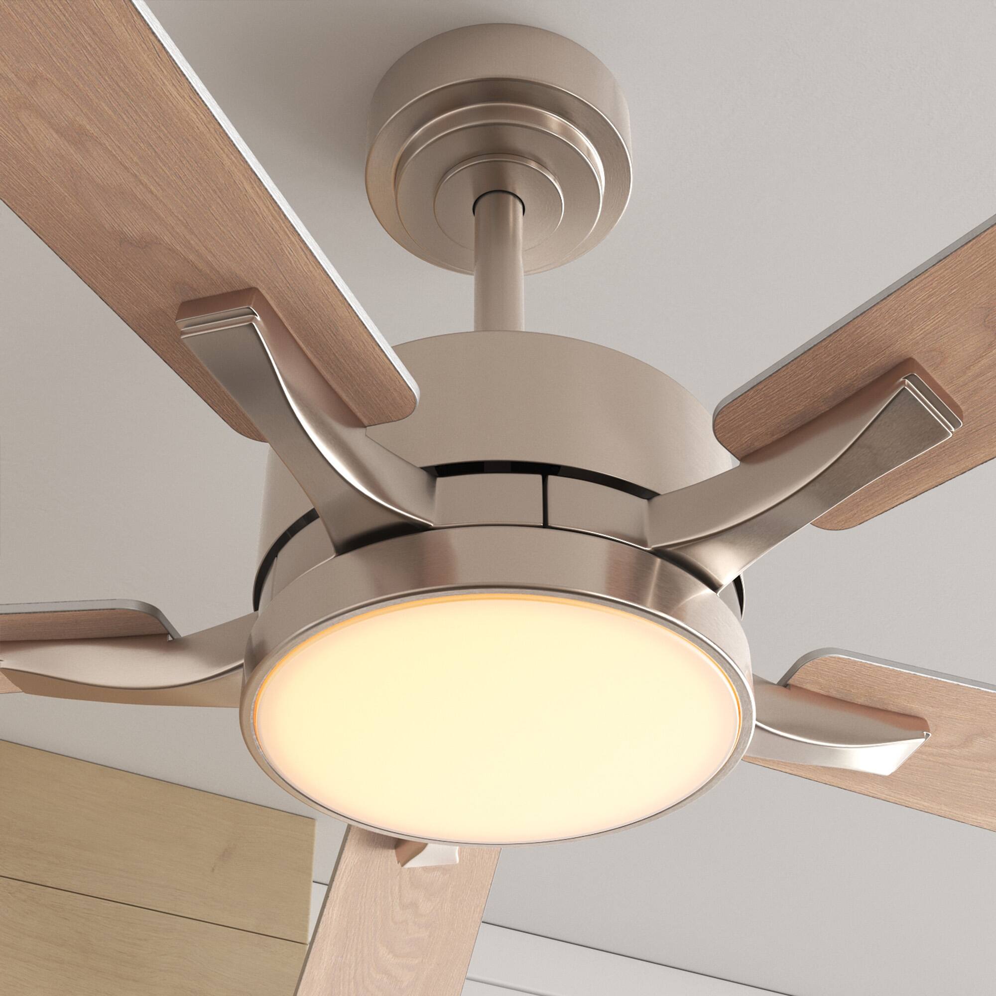 Alt View 6. Siljoy - 42" Modern Low Profile Ceiling Fan with Light and APP/Remote,DC Reversible Motor ,Dimmable LED for Bedroom/Living Room - Nickel.