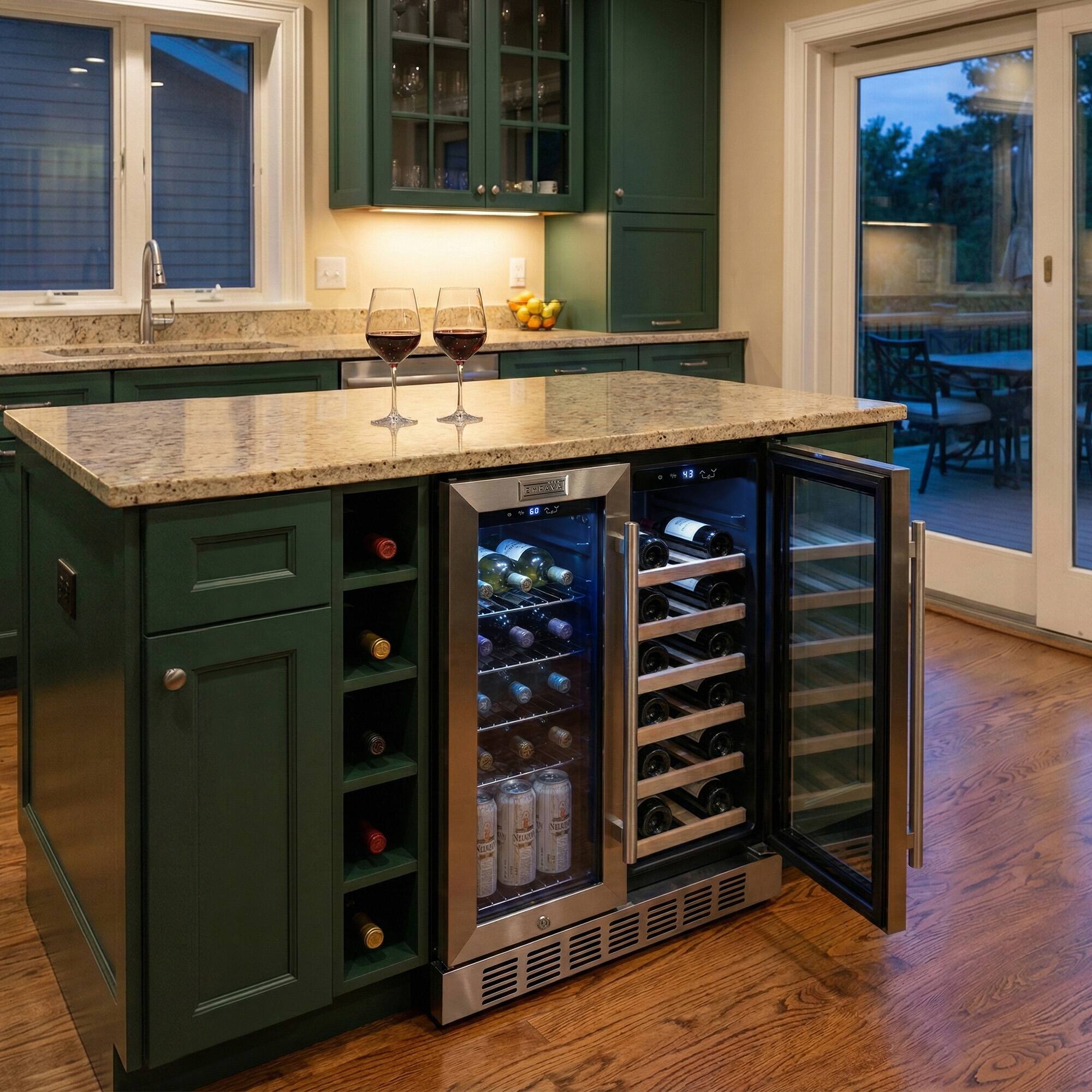 Alt View 5. Empava - 23.4 In. Dual Zone Beverage Center Built-in 61-can & 17-bottle Wine Cooler Fridge - Temp Controls In Black - Black.