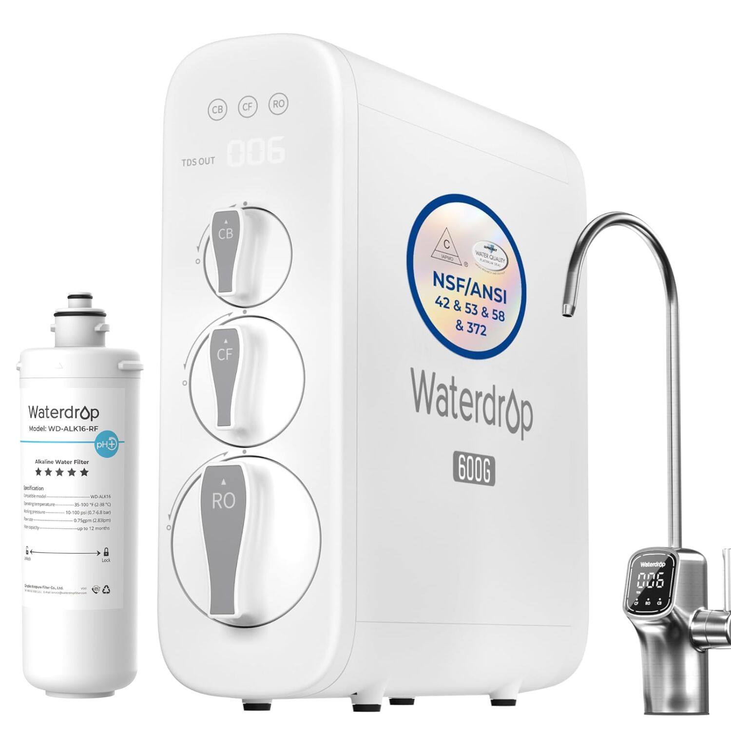 Waterdrop - G3P600 Reverse Osmosis System Extra WD-ALK16 Water Filter - White price history on PriceWatchPro