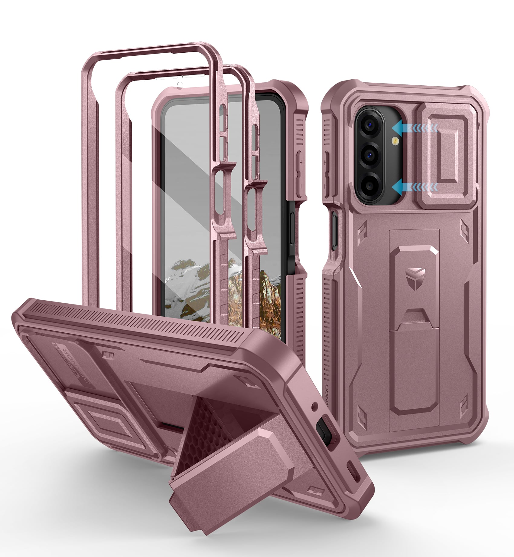 dexnor - for Samsung Galaxy A17-5G Phone Case with Screen Protector Heavy Duty Protection Shockproof 6.7 inch - Peony Pink