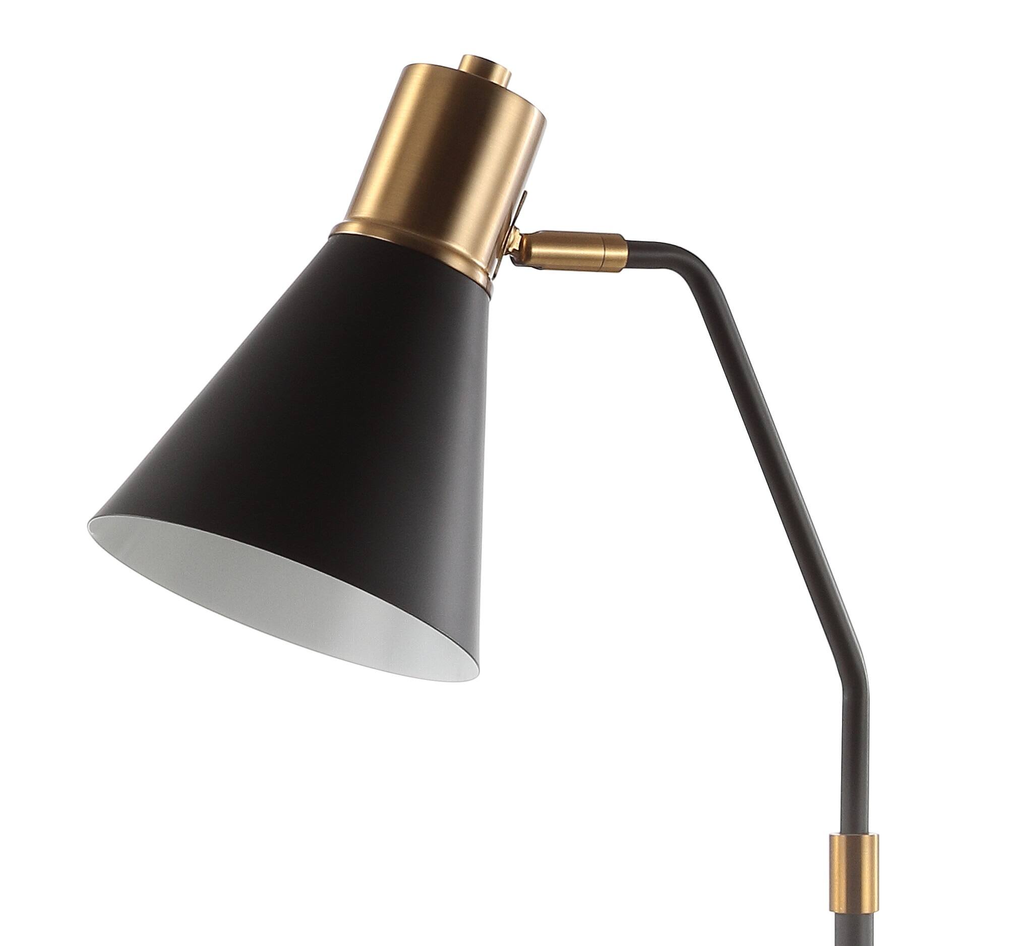 Alt View 4. Jonathan Y - Apollo 22.5" Metal LED Task Lamp, Black/Brass Gold - Black/Brass Gold.