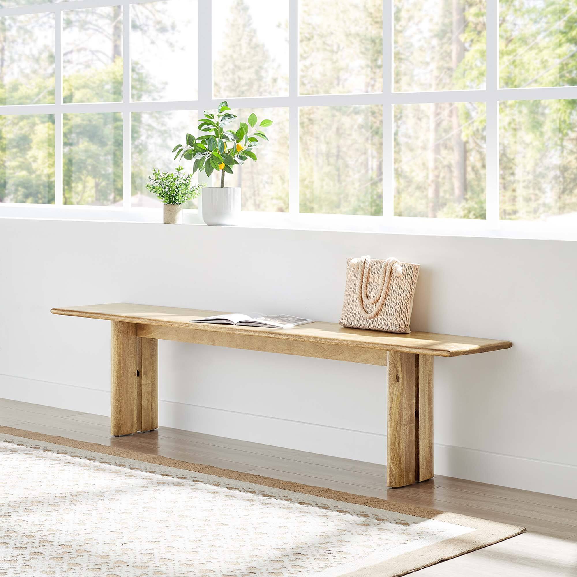 Alt View 4. Modway - Amistad 72" Wood Bench by Modway - Brown.