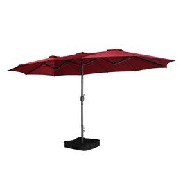 Boyel Living - 15 FT Extra Large Double Sided Patio Market Umbrella with Base Fade Resistant UV Resistant - Red