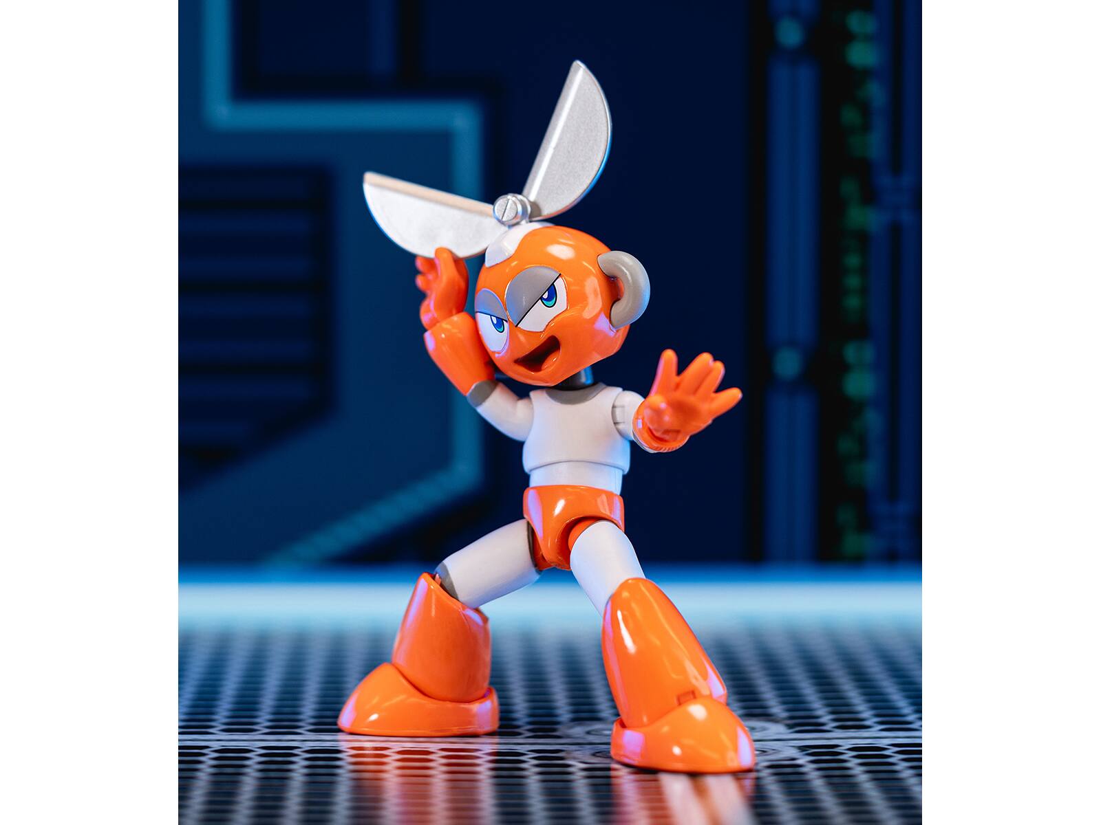 Alt View 1. Jada - Cut Man 4.5" Moveable Figure with Accessories and Alternate Head and Hands "Mega Man" (1987) Video Game Model by Jada - White with Orange.
