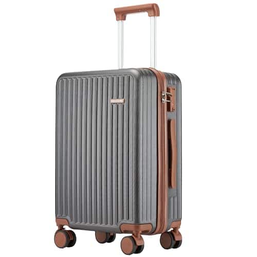 Vulpecula Spade - Carry on Luggage Airline Approved, Hardside Carry-on Suitcase with Spinner Wheels, Hard Shell Lightweight Small Travel - Gray
