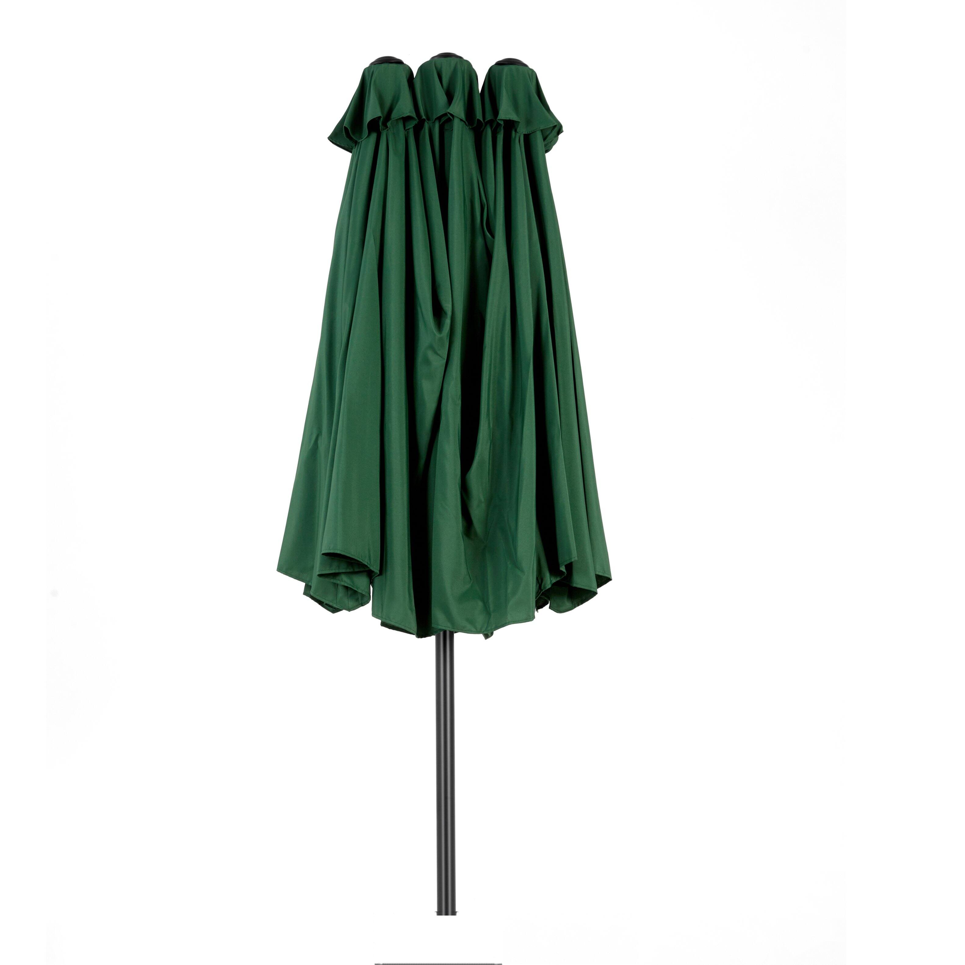 Angle. Umeiluce - 15FT Double-Sided Twin Patio Umbrella Outdoor with Crank No Base-Dark Green - Dark Green.