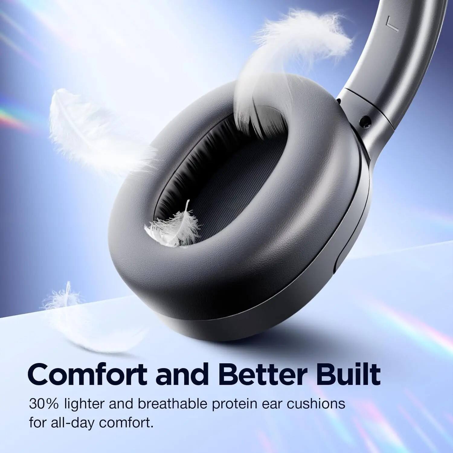 Comfort and Better Built  
30% lighter and breathable protein ear cushions for all-day comfort.