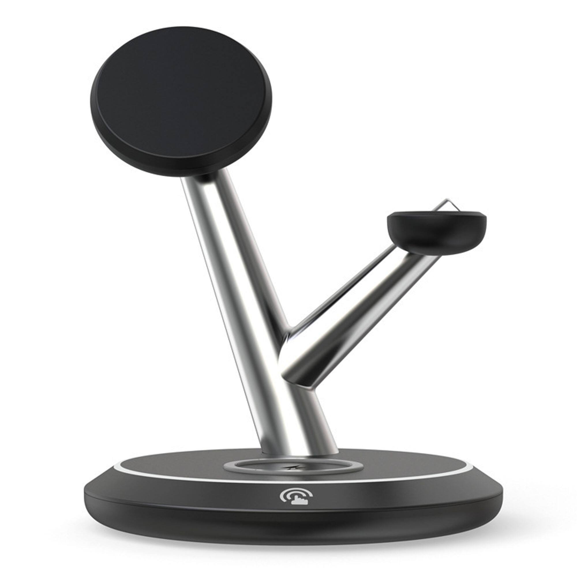 Front. YONWAY - Tree Branch Shape Wireless Charger Stand, 15W Magnetic Fast Charging Station for iPhone, Apple Watch, AirPods.