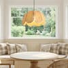 Front. Parrot Uncle - 1-Light Farmhouse Flower Shaped Brown Hand-Woven Natural Rattan Hanging Pendant Light.
