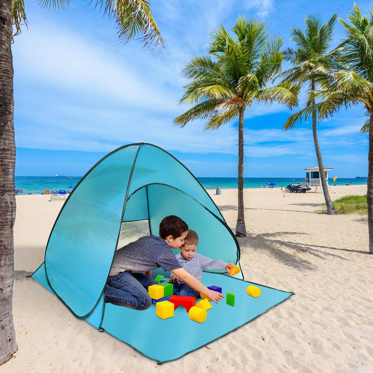 Alt View 5. Loheer - Loheer Pop Up Beach Tent UV Protection Sun Shade Shelter Water Resistant Portable Canopy Green - Green.