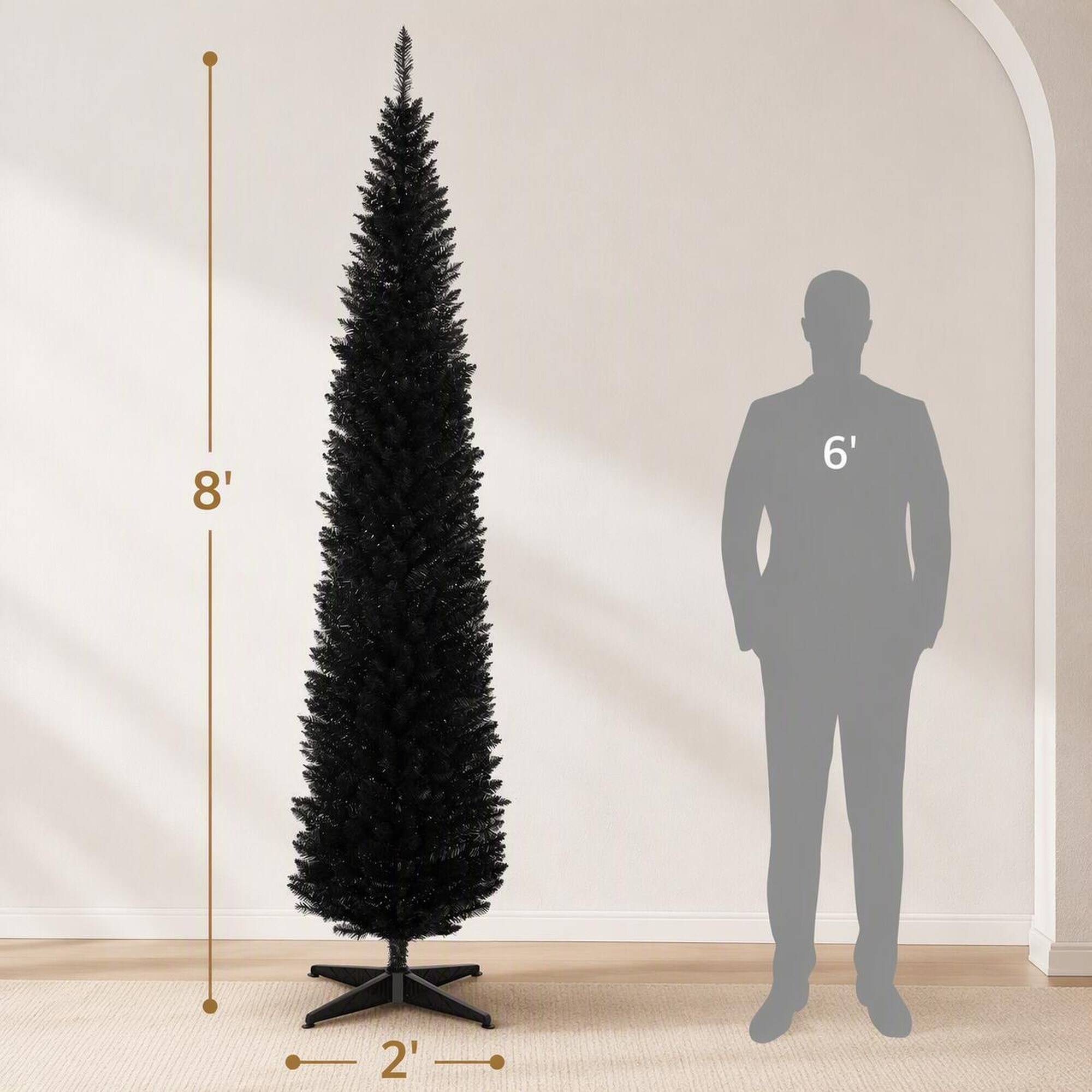 Alt View 3. RYHNUYNE - Classic Pencil Christmas Tree, Easy Assembly Slim Profile Realistic Branches Creates Cozy Warm Holiday Vibe - Black.