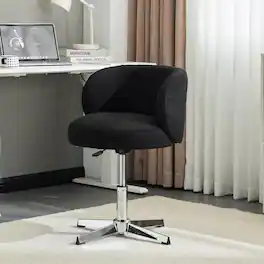 Winado - Small Swivel Desk Chair Comfy no Wheels,Ergonomic Support Vanity Nail Tech Computer Task Stool Chair for Home Office - Black