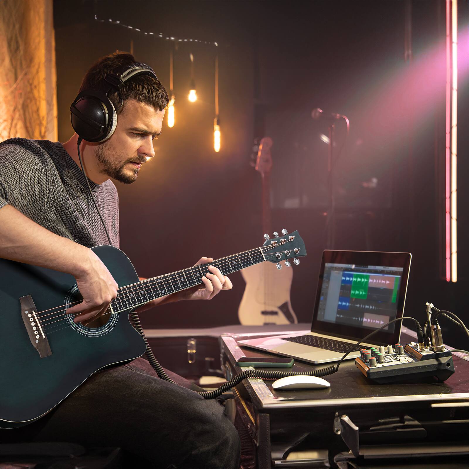 Alt View 4. Winado - Full-Size Acoustic Electric Guitar with Amp, 41 Inch Basswood Body Guitars Kit for Beginner & Intermediate W/Bag, Strap.