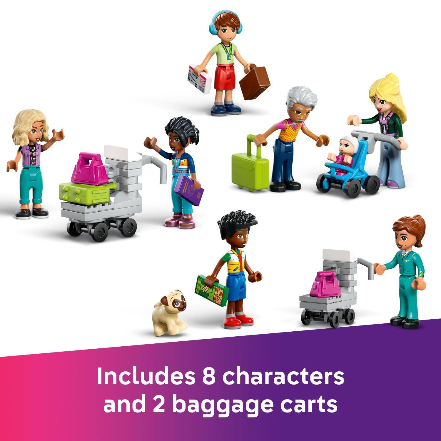 Includes 8 characters and 2 baggage carts.