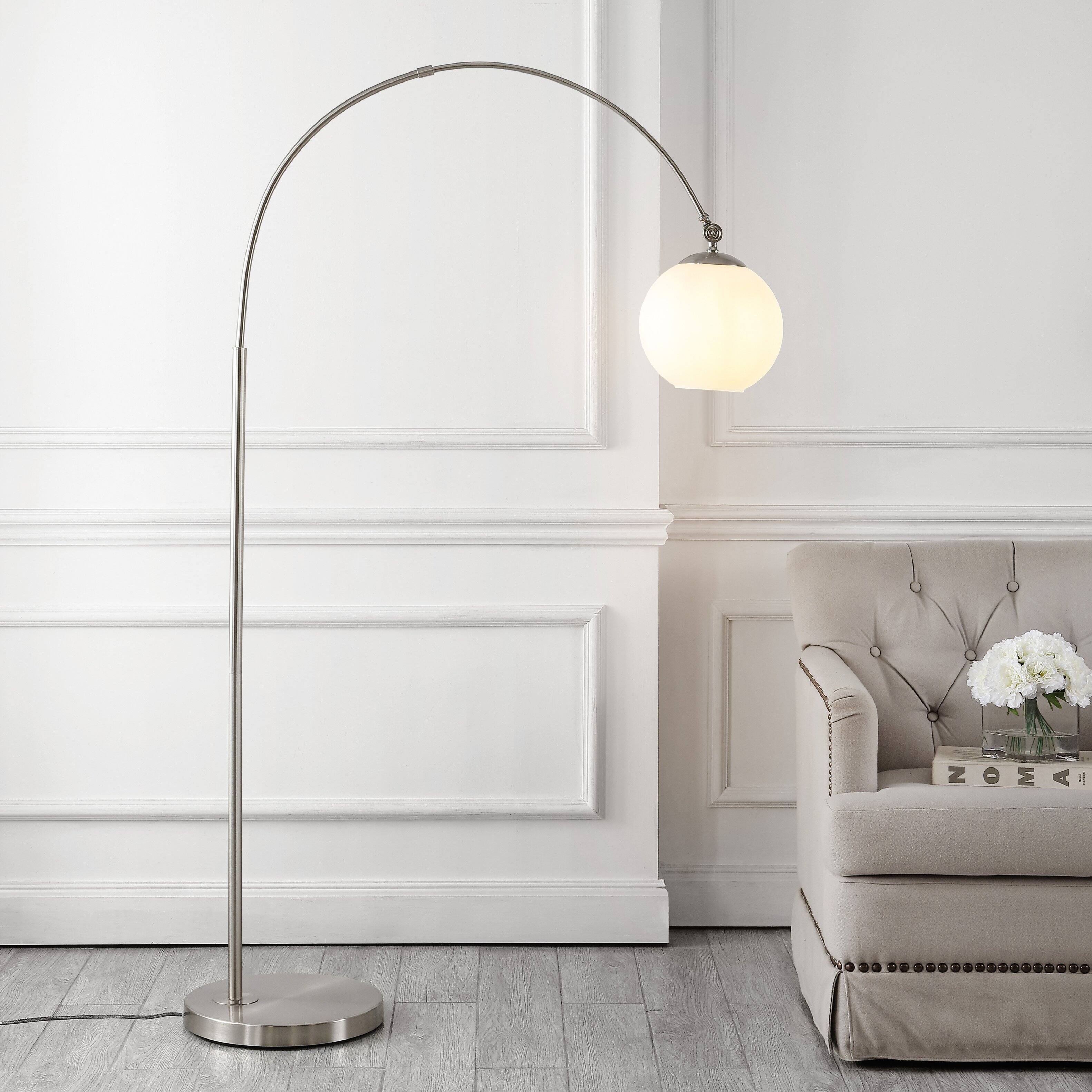 Alt View 1. Jonathan Y - Nora 71" Coastal Vintage Iron LED Floor Lamp, Nickel/White - Nickel.