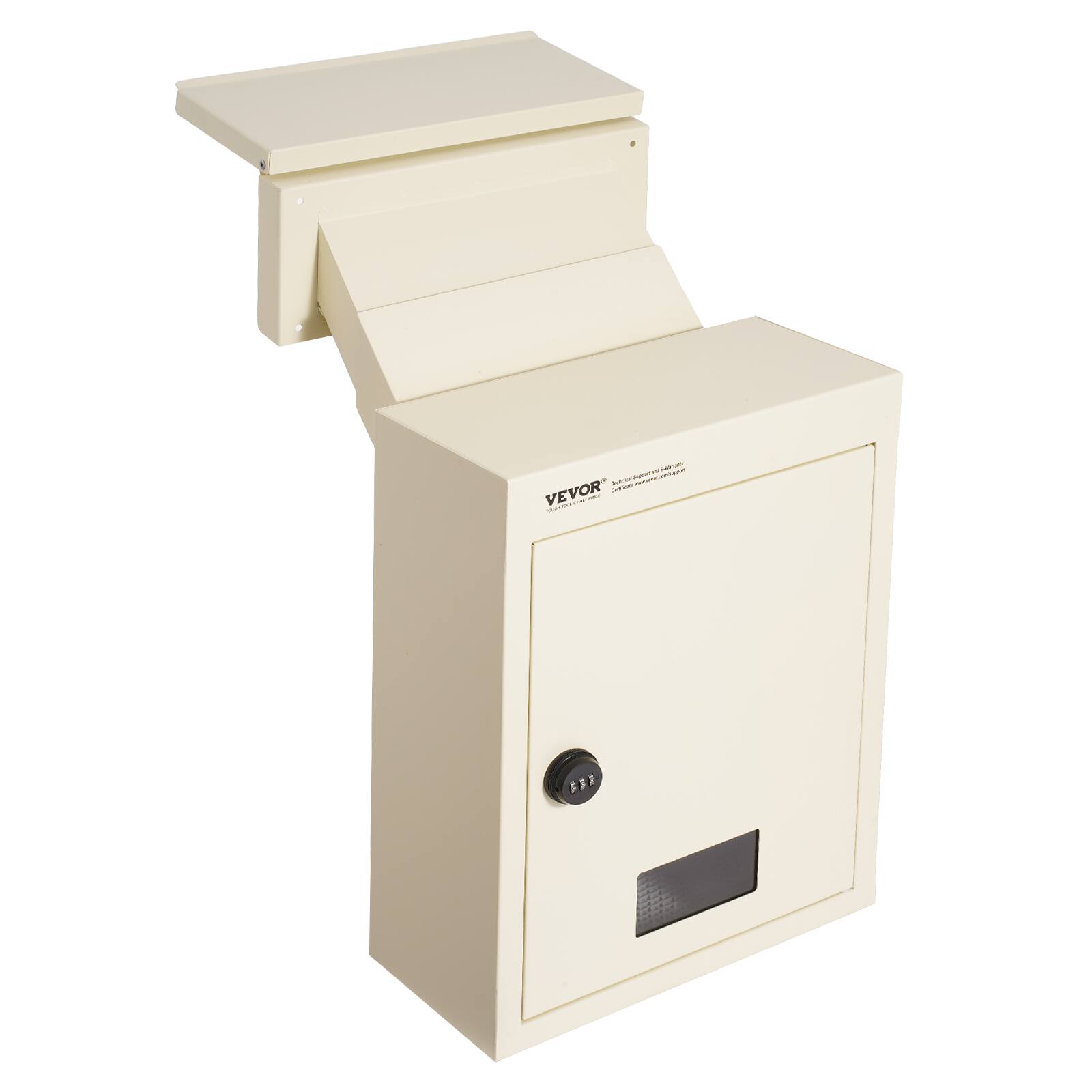 VEVOR - Through The Wall Drop Box, Heavy Duty Steel Through the Wall Mailbox with 2.8-7.9" 13" Combination Lock - Beige
