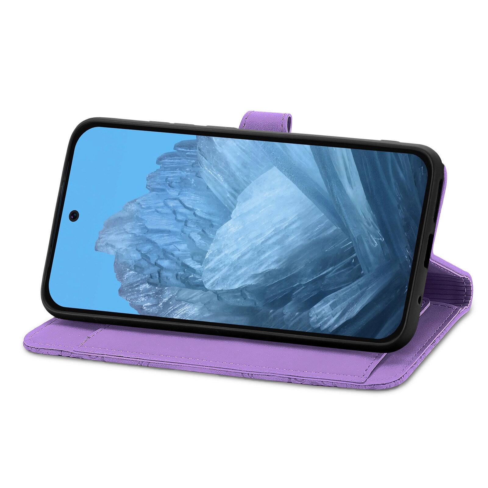 Alt View 2. Dteck - for Google Pixel 10 Pro XL/9 Pro XL Wallet Case,Shockproof PU Leather Card Holder Cover with Zipper Pocket & Wrist Strap - Purple.