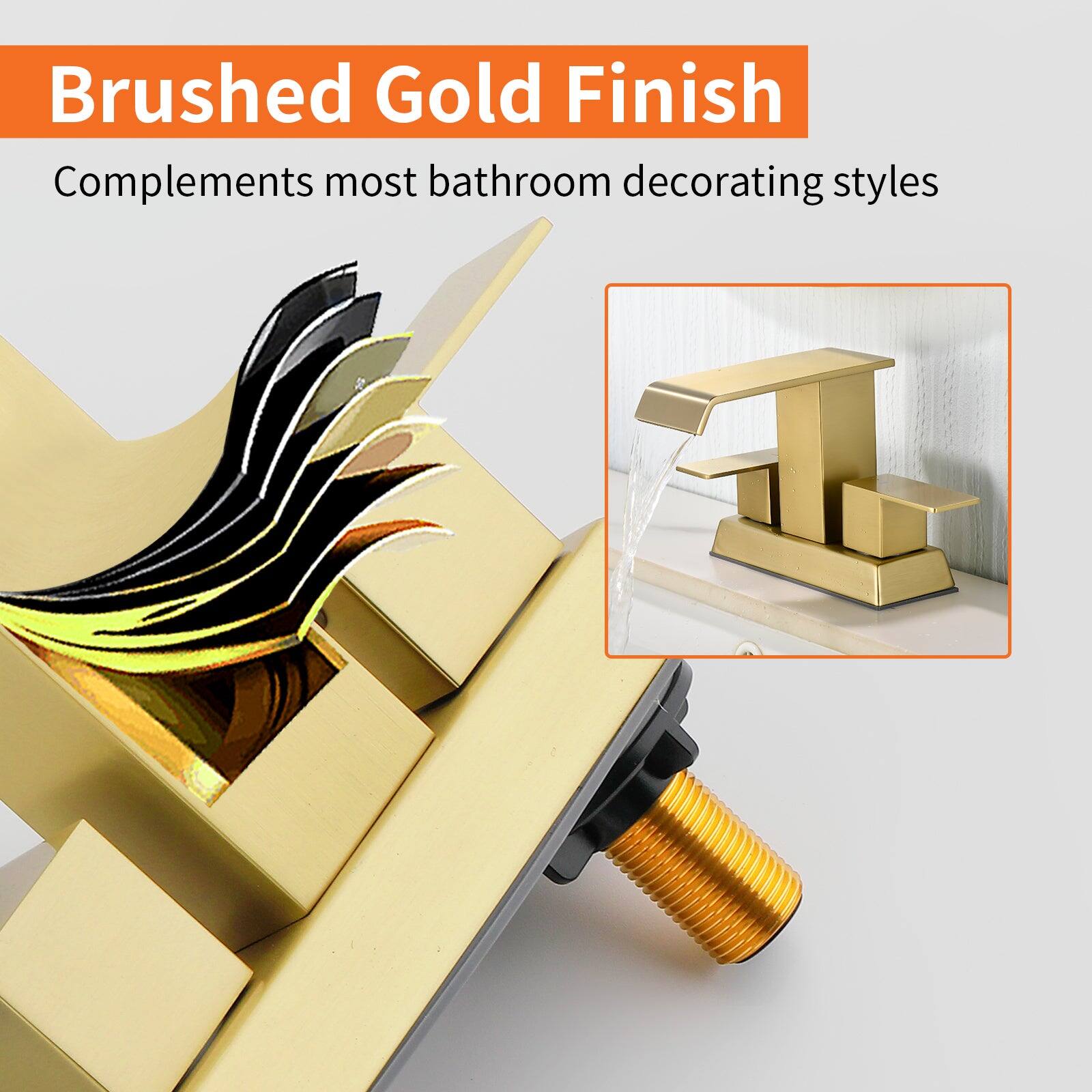 Brushed Gold Finish  
Complements most bathroom decorating styles
