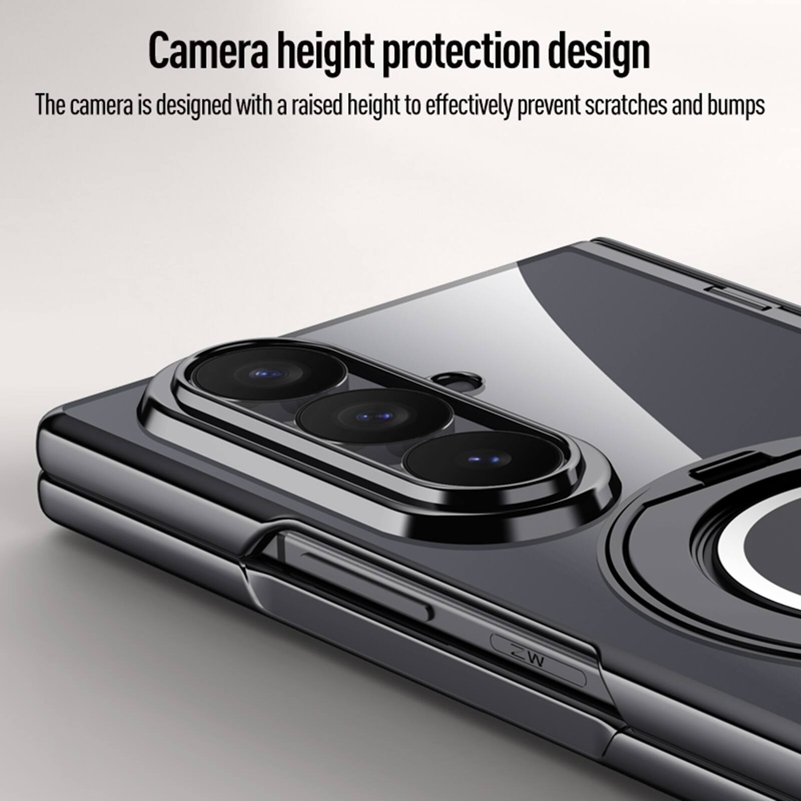Camera height protection design  
The camera is designed with a raised height to effectively prevent scratches and bumps