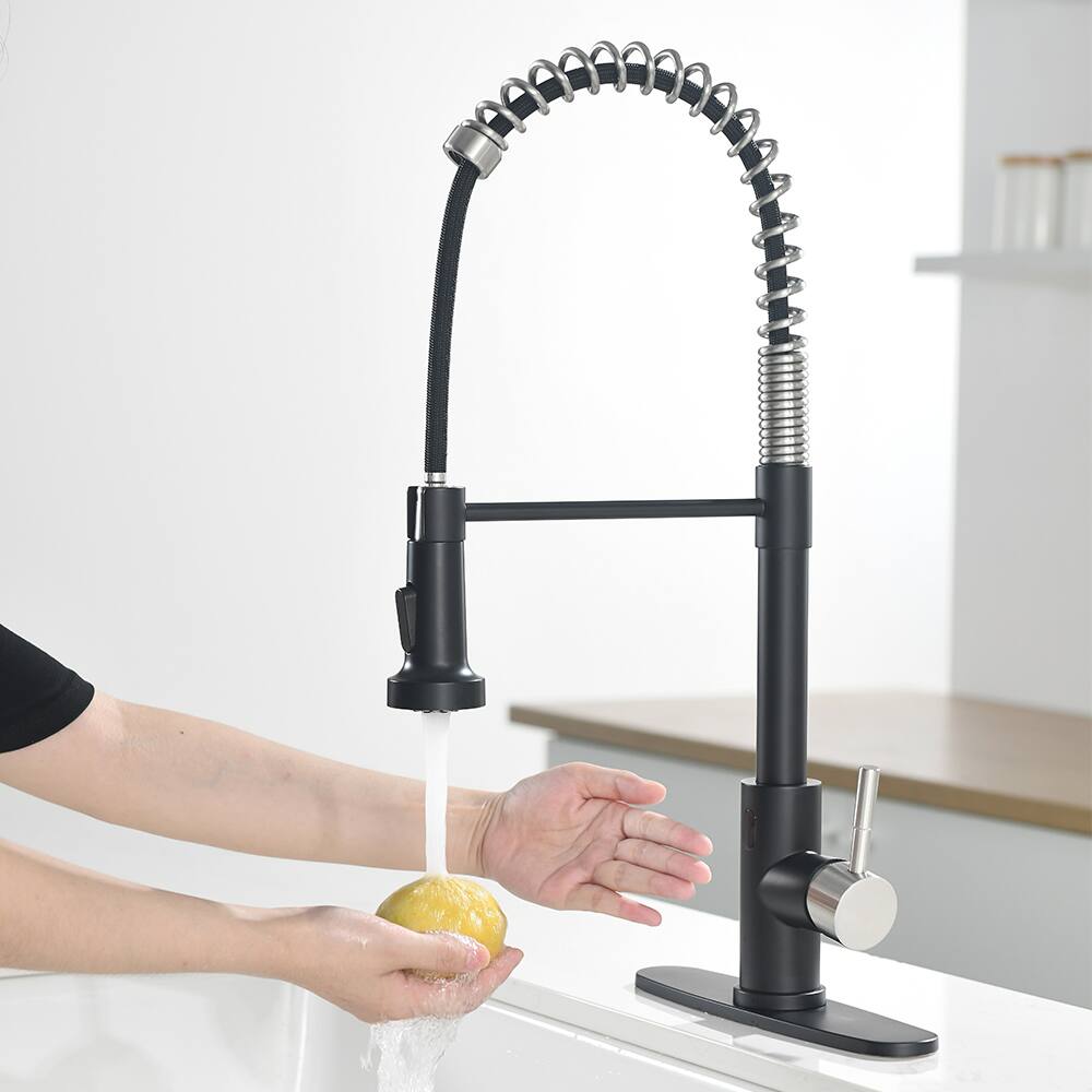 Back. Siljoy - Touchless Kitchen Faucet,Hands Free Automatic Smart Kitchen Faucet - Black and Silver.
