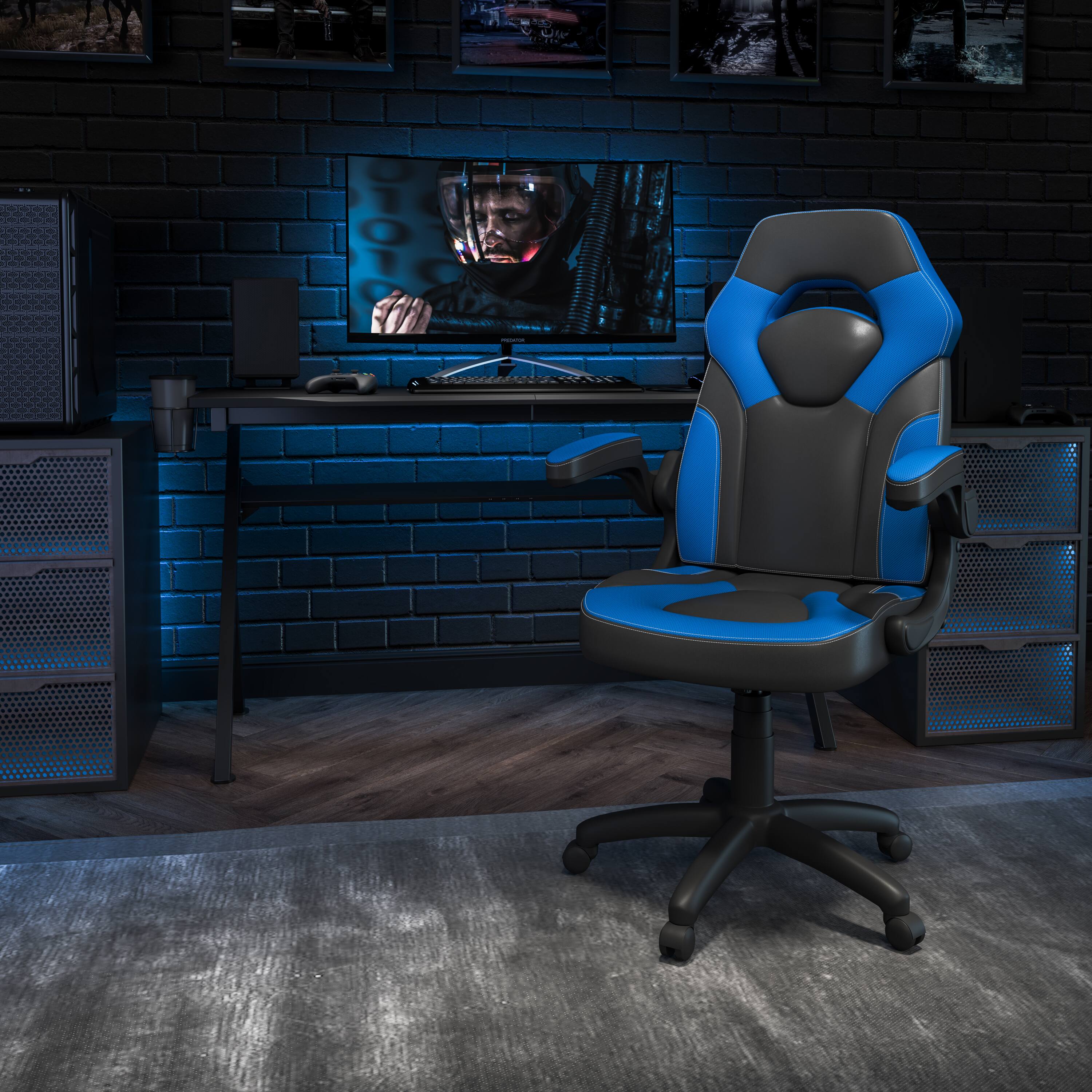 Alt View 1. Emma + Oliver - Z100 Gaming Chair Racing Office Ergonomic Computer PC Adjustable Swivel Chair - Blue.