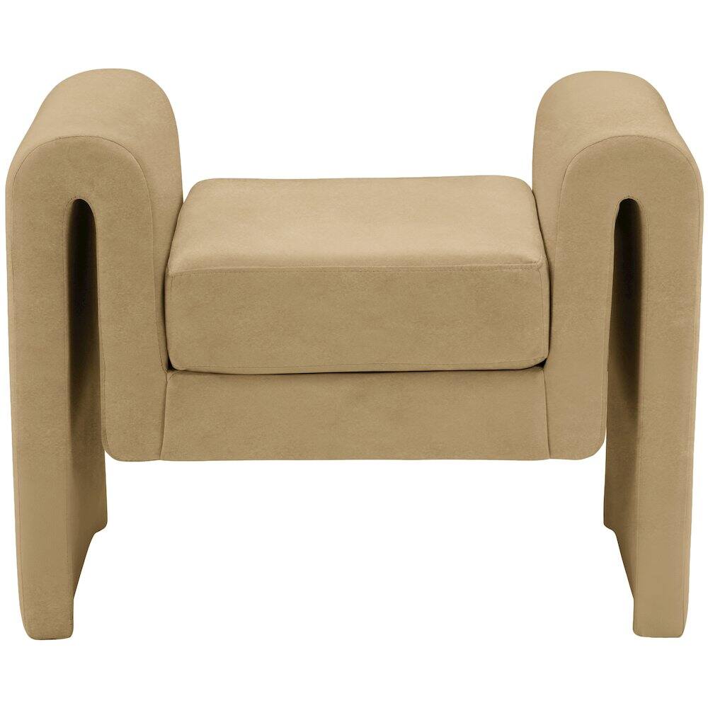 Alt View 2. Meridian Furniture - Sloan Camel Velvet Bench - Beige.