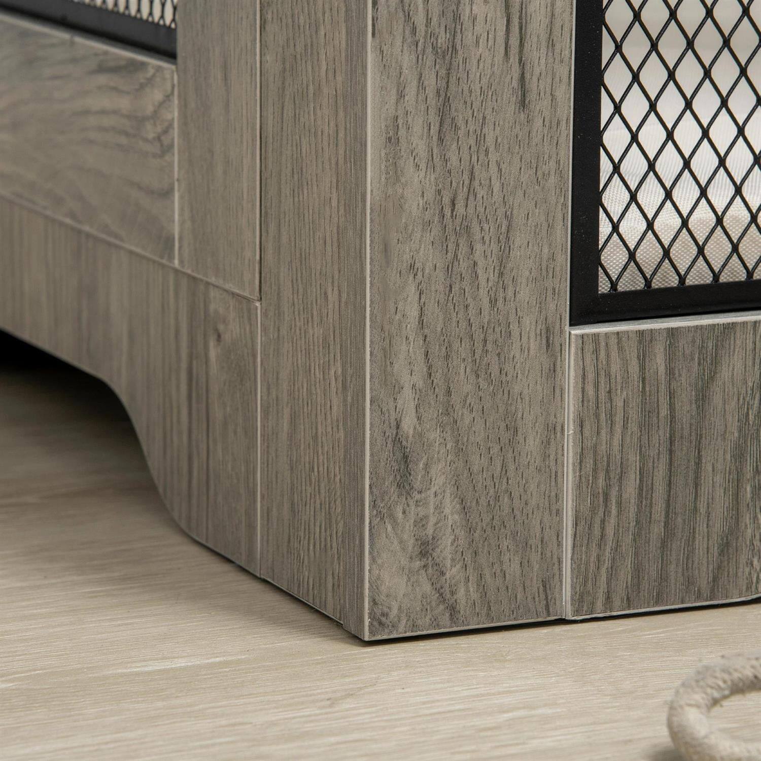 Left. Pefilos - 37" Dog Crate Furniture with Soft Water-Resistant Cushion, Drawer, Wooden Kennel Table.