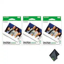 Fujifilm - instax Wide Instant Film (60 Exposures) + Microfiber Cleaning Cloth